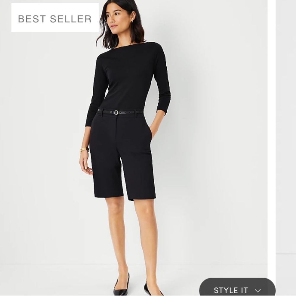 ANN TAYLOR long shorts, black cotton, 14